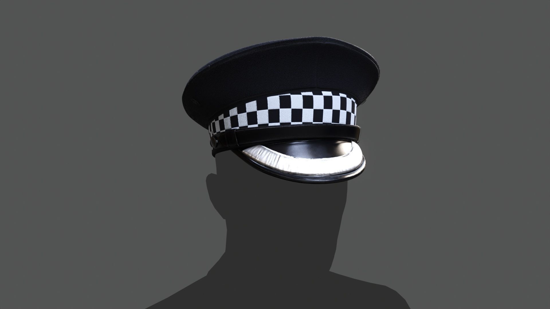 SILVER black Flat Cap 3D Model  High-Quality PBR Textures Low-poly 3D model_10