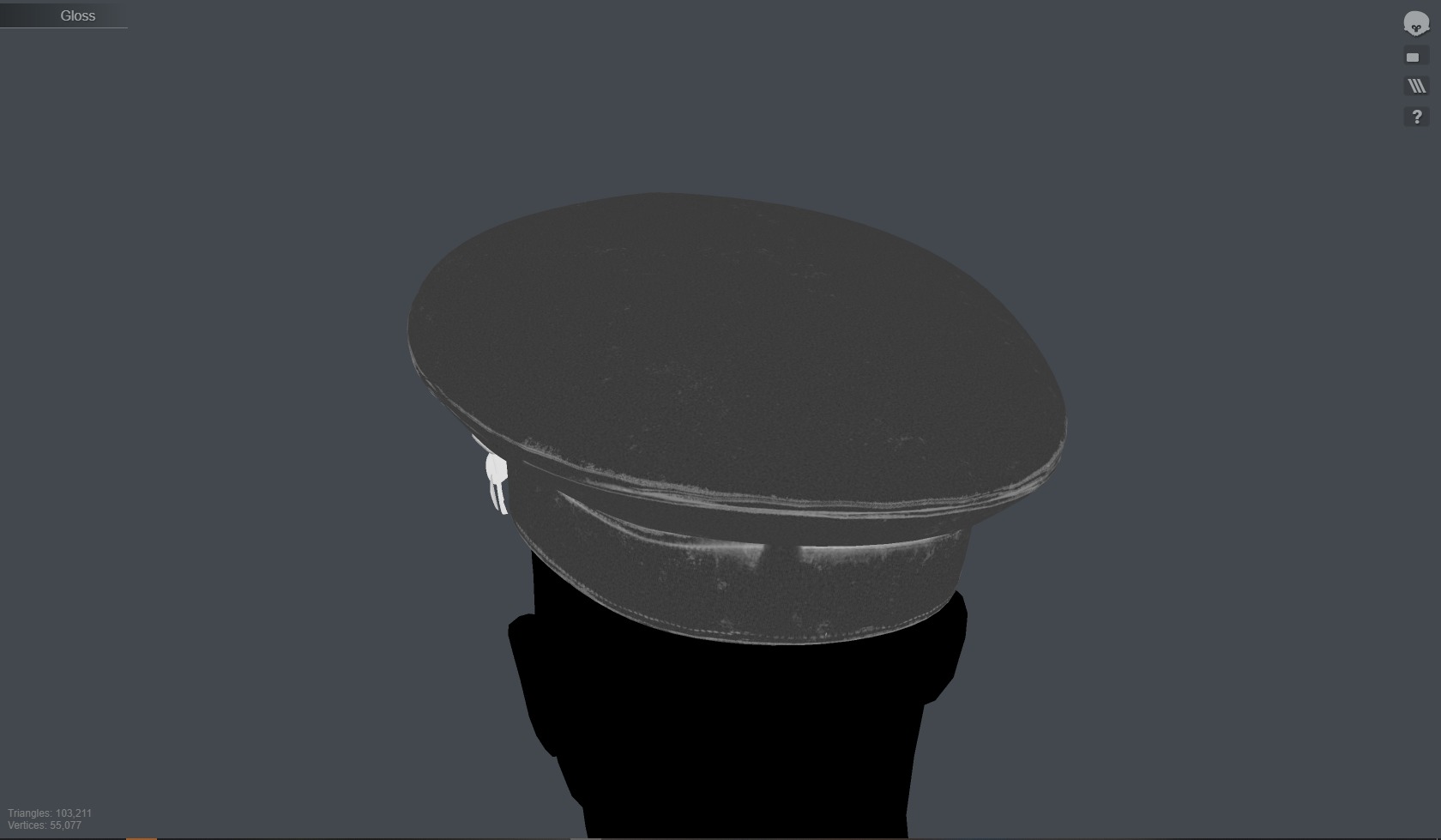 SILVER black Flat Cap 3D Model  High-Quality PBR Textures Low-poly 3D model_15