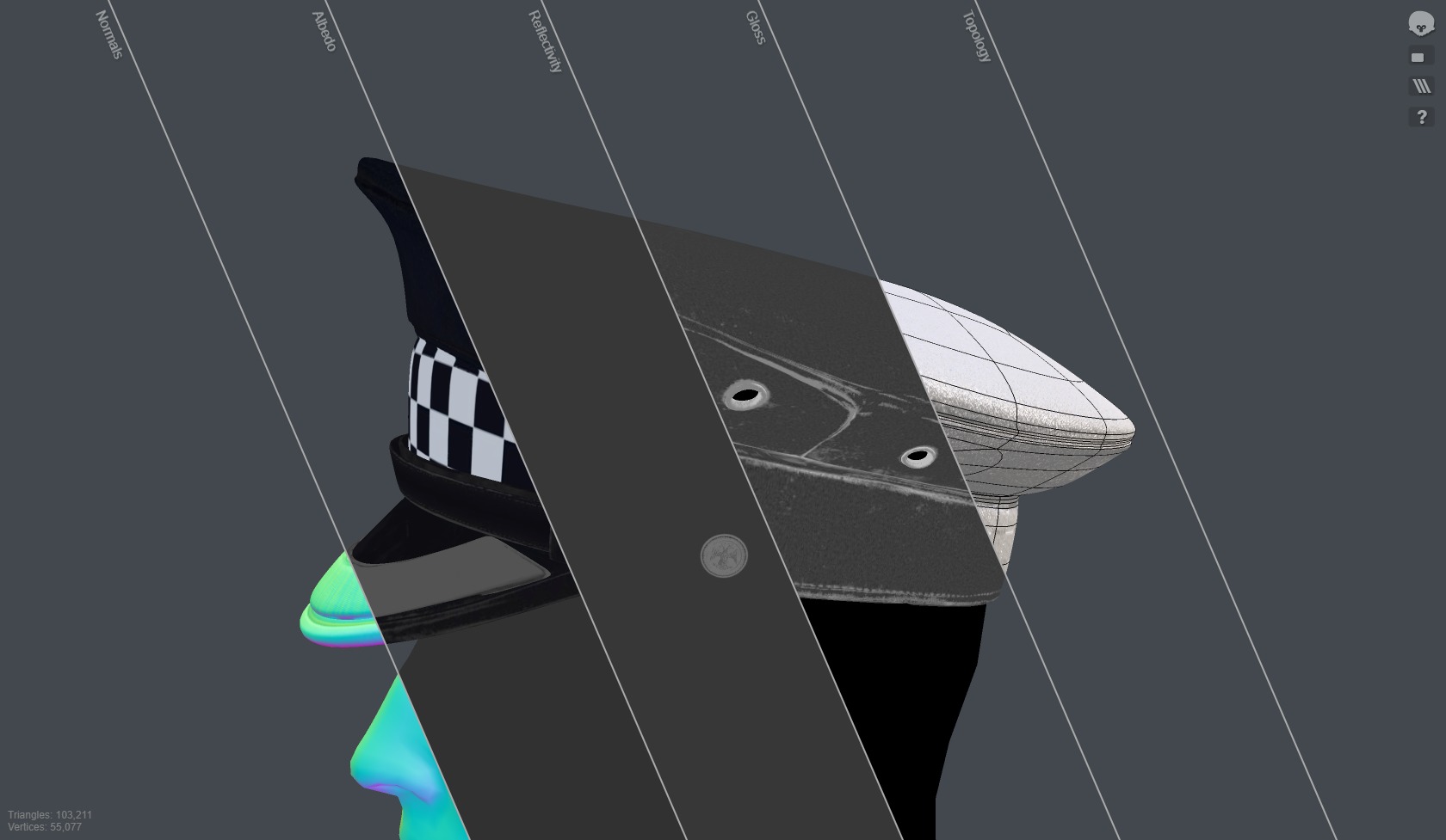 SILVER black Flat Cap 3D Model  High-Quality PBR Textures Low-poly 3D model_20