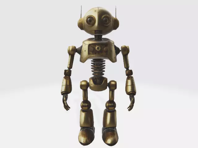 Golden robot 3D model_0