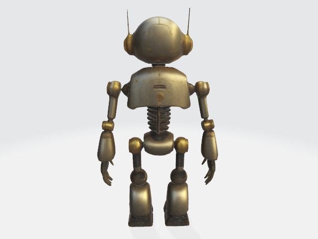 Golden robot 3D model_2