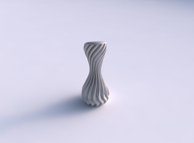 Vase slim wavy squeezed mid with extruded lines eccentric