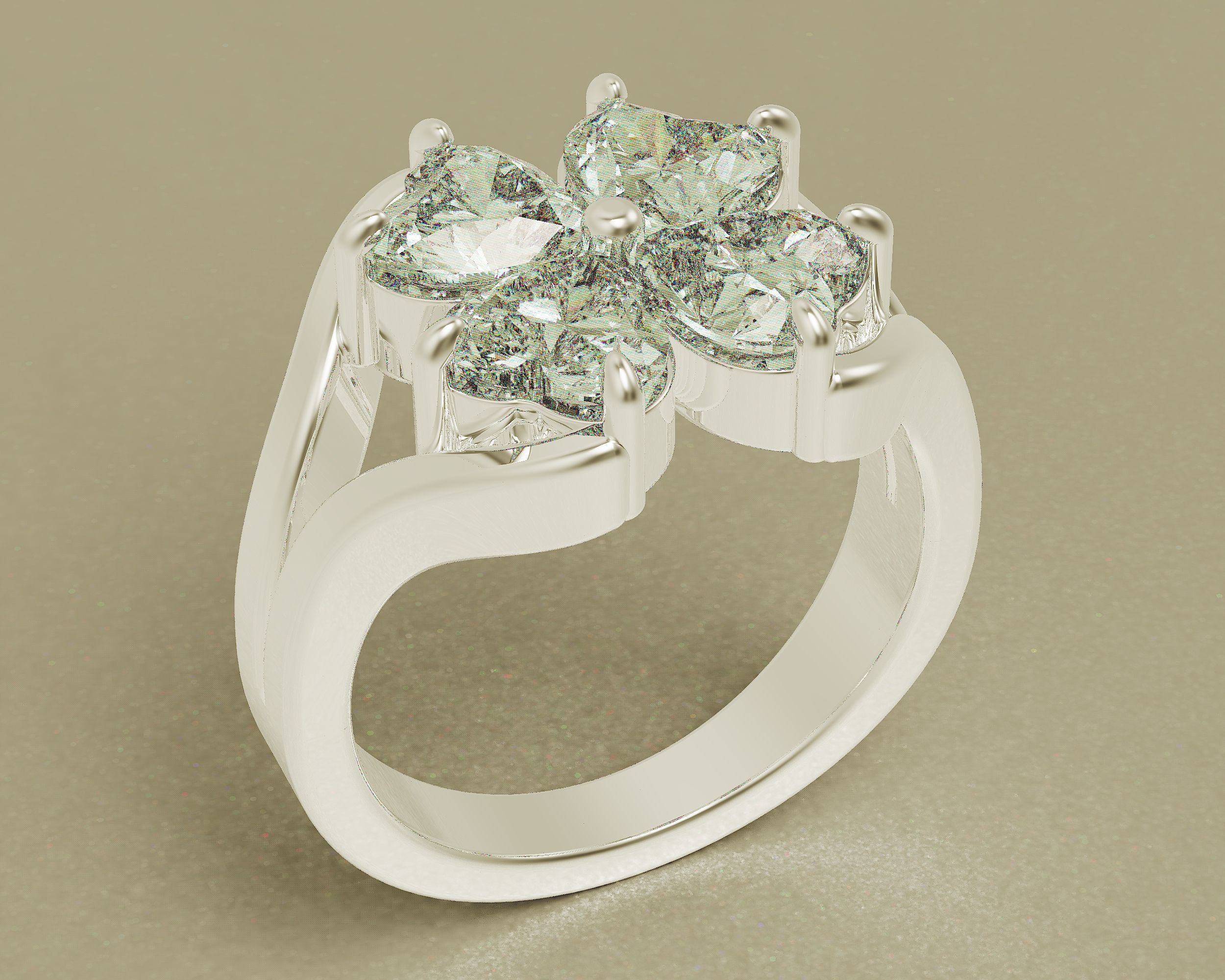 Heart shape flower ring 3D print model_15