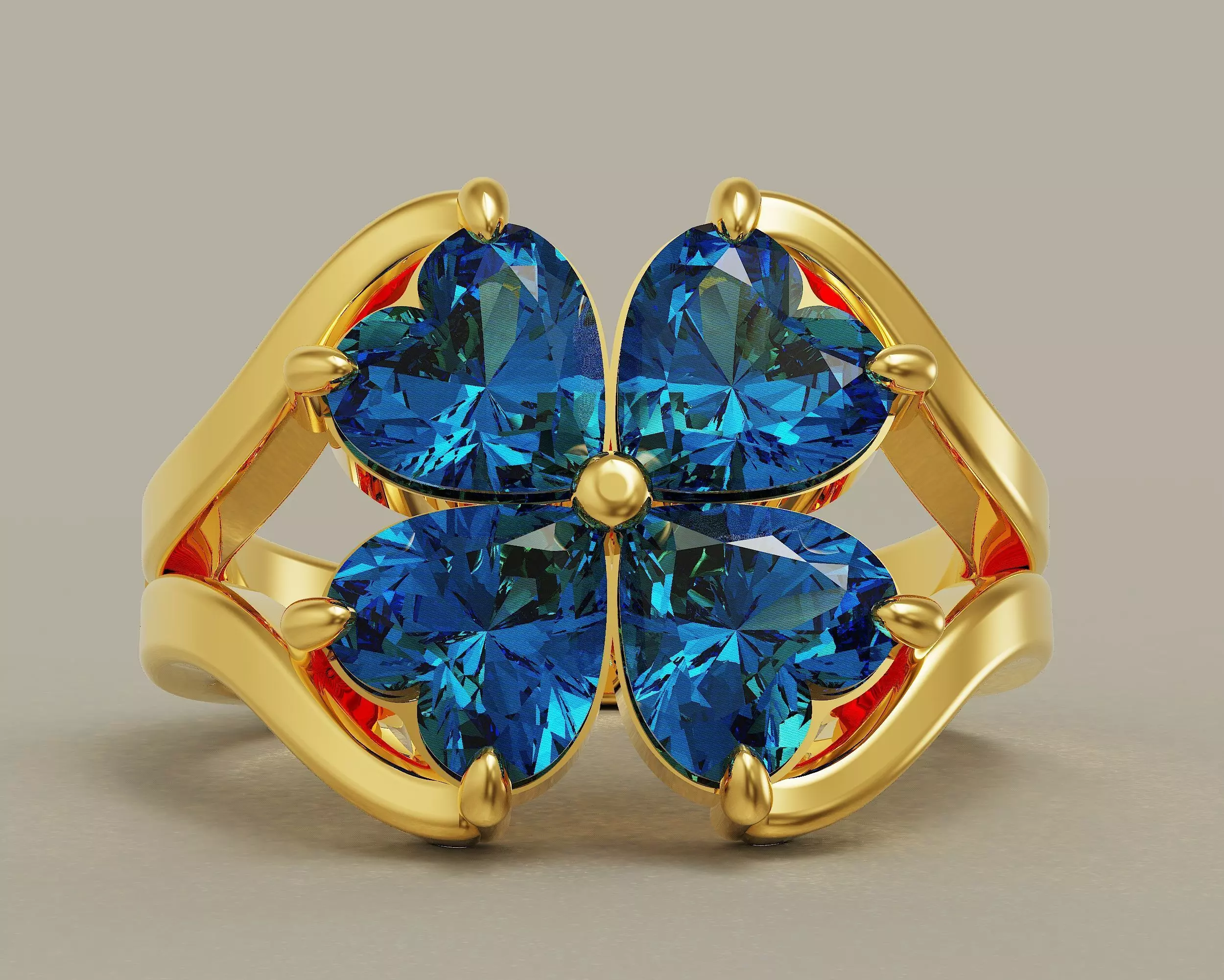 Heart shape flower ring 3D print model_0