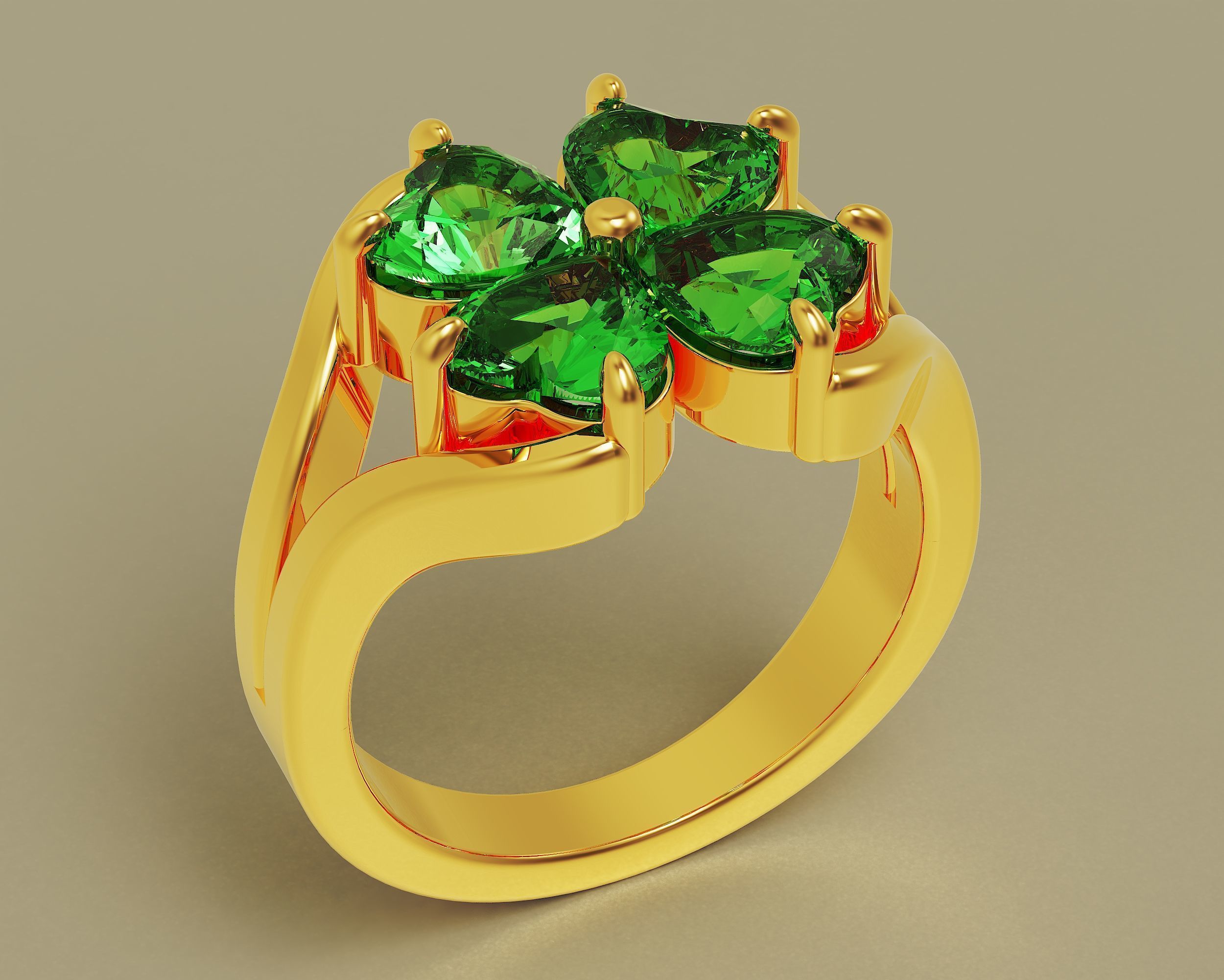 Heart shape flower ring 3D print model_2