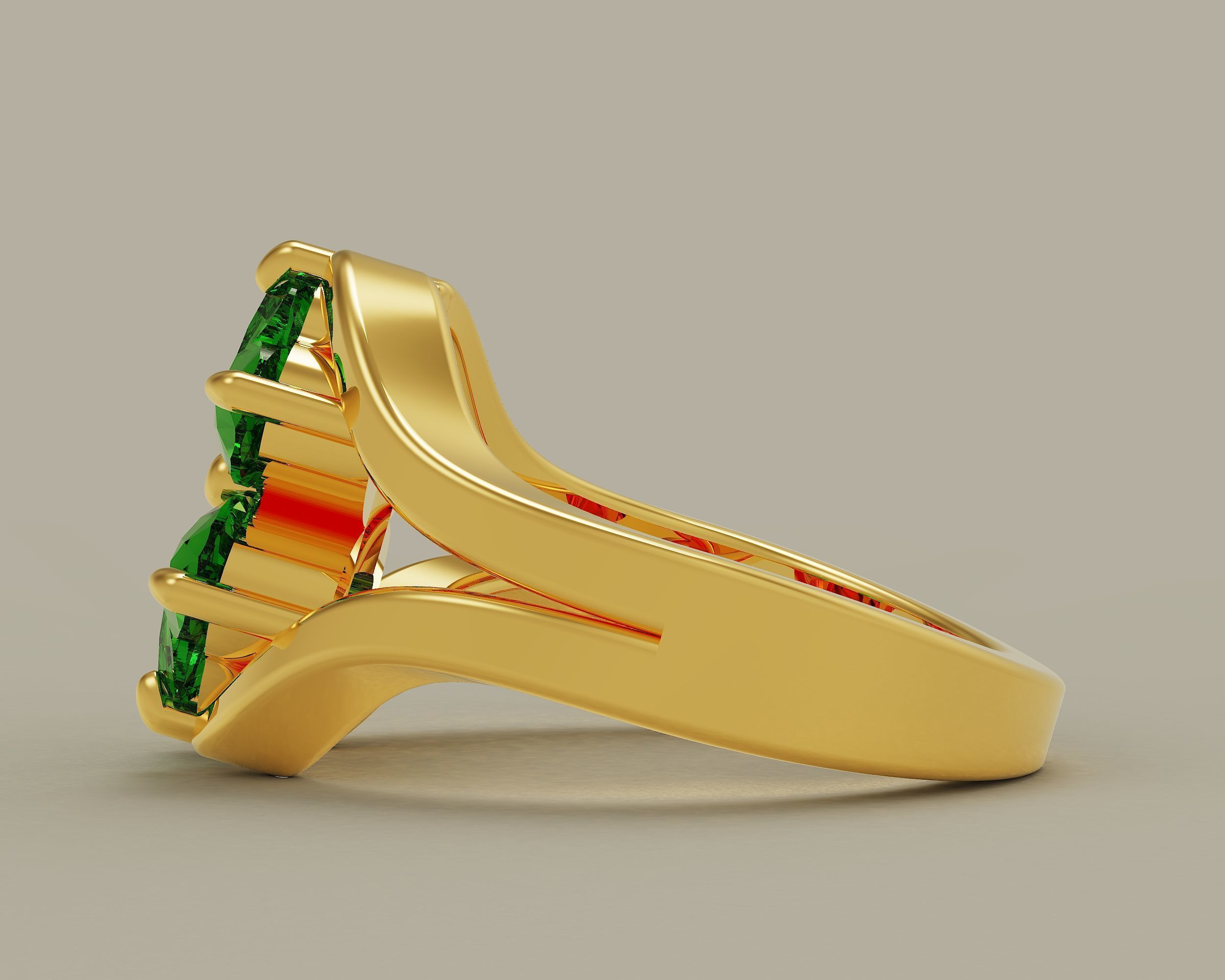 Heart shape flower ring 3D print model_1