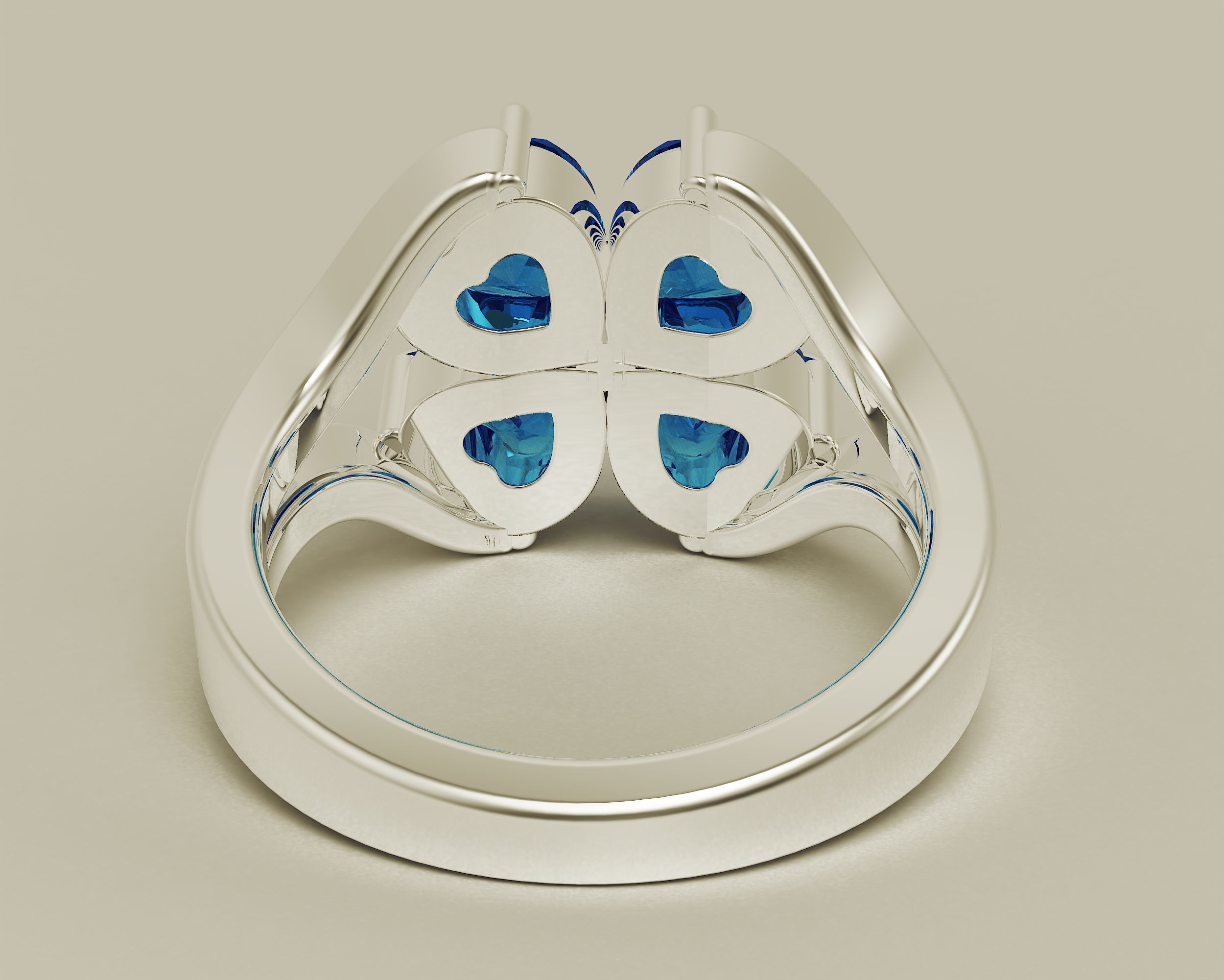 Heart shape flower ring 3D print model_12