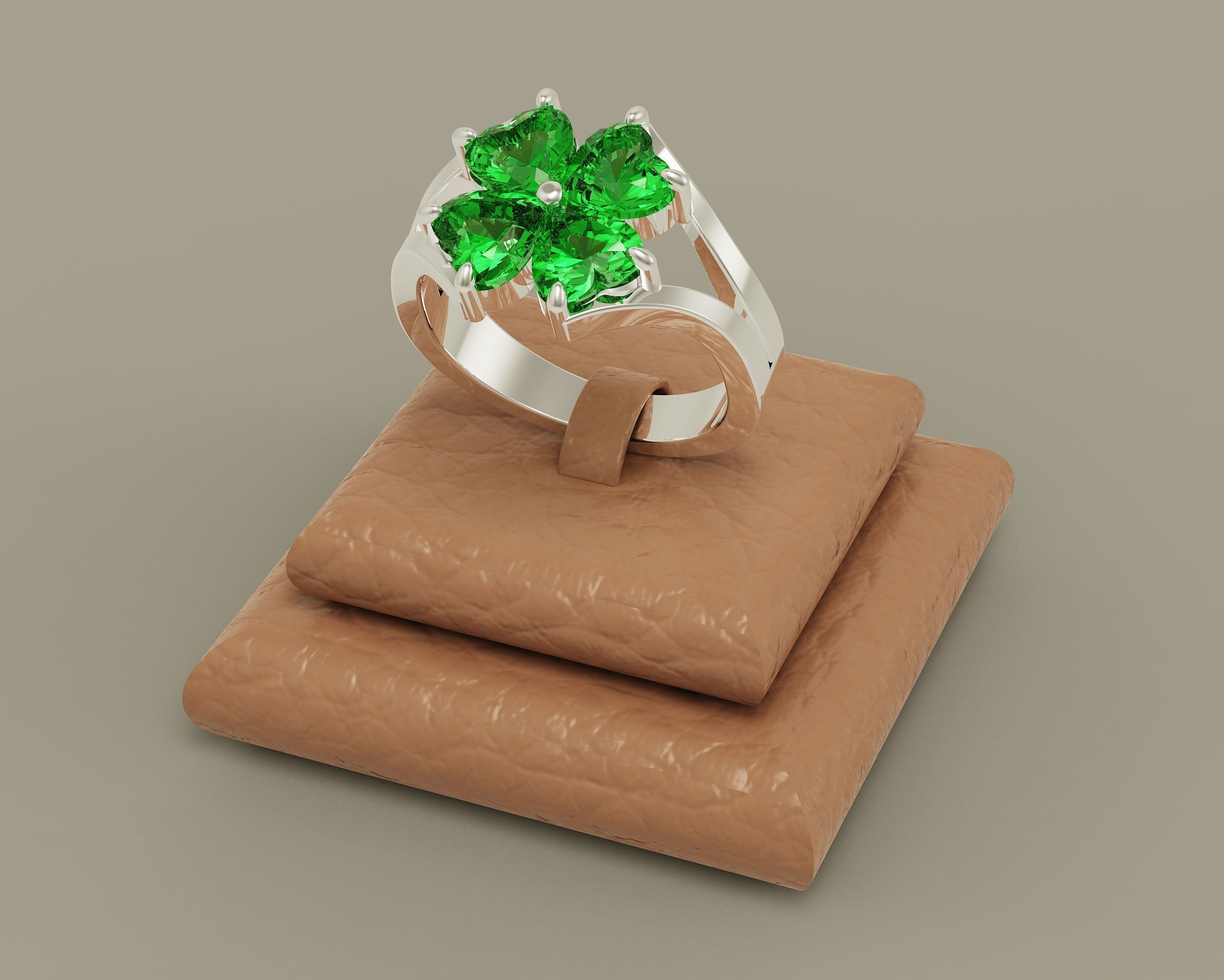 Heart shape flower ring 3D print model_29