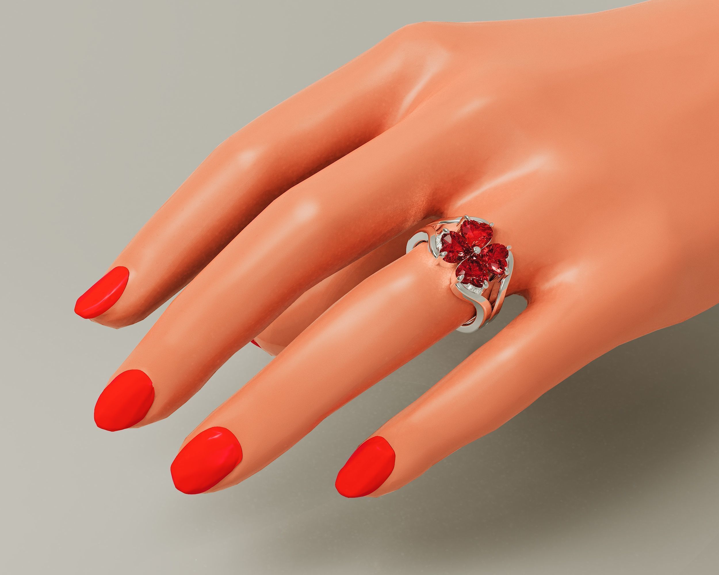 Heart shape flower ring 3D print model_22