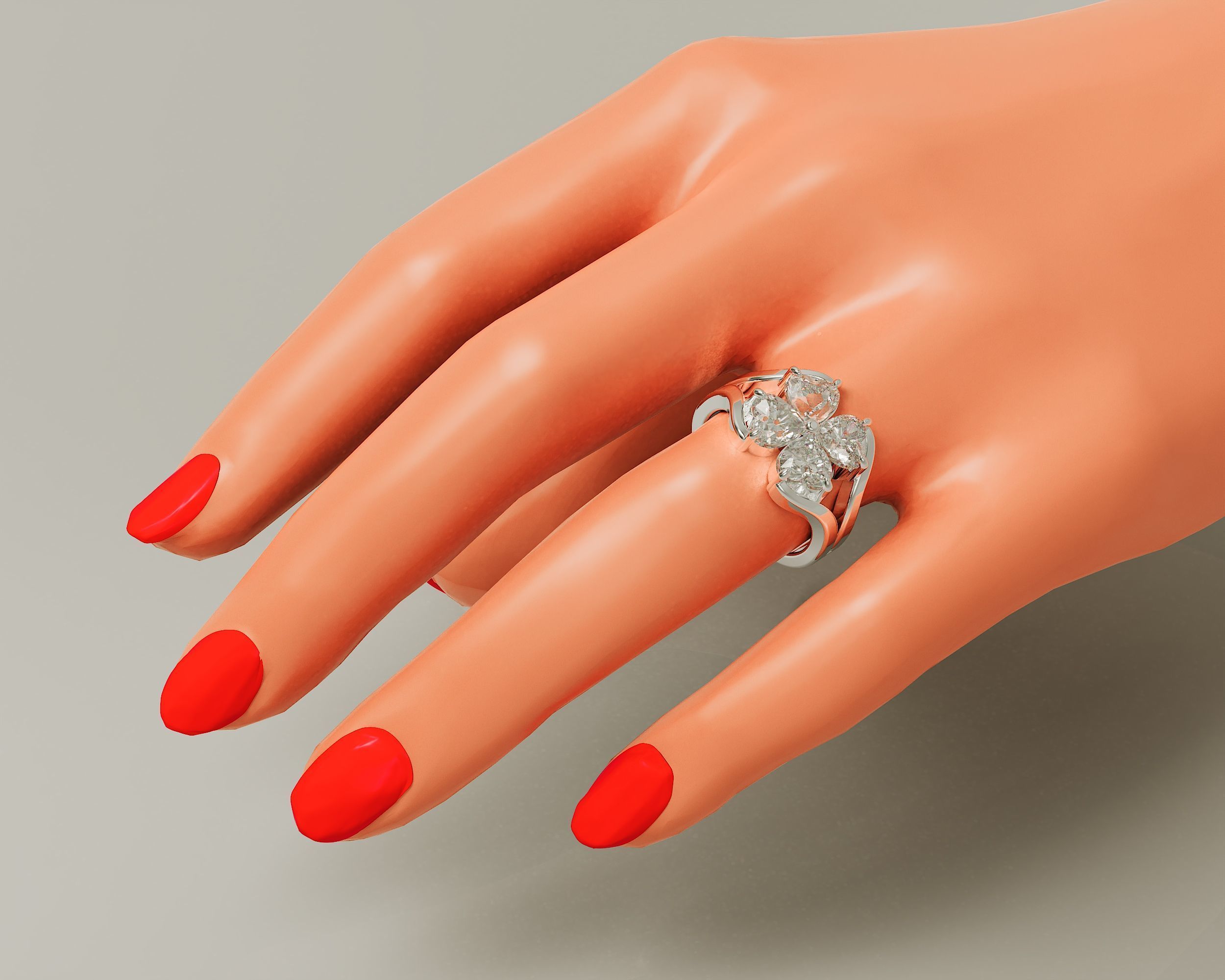 Heart shape flower ring 3D print model_25