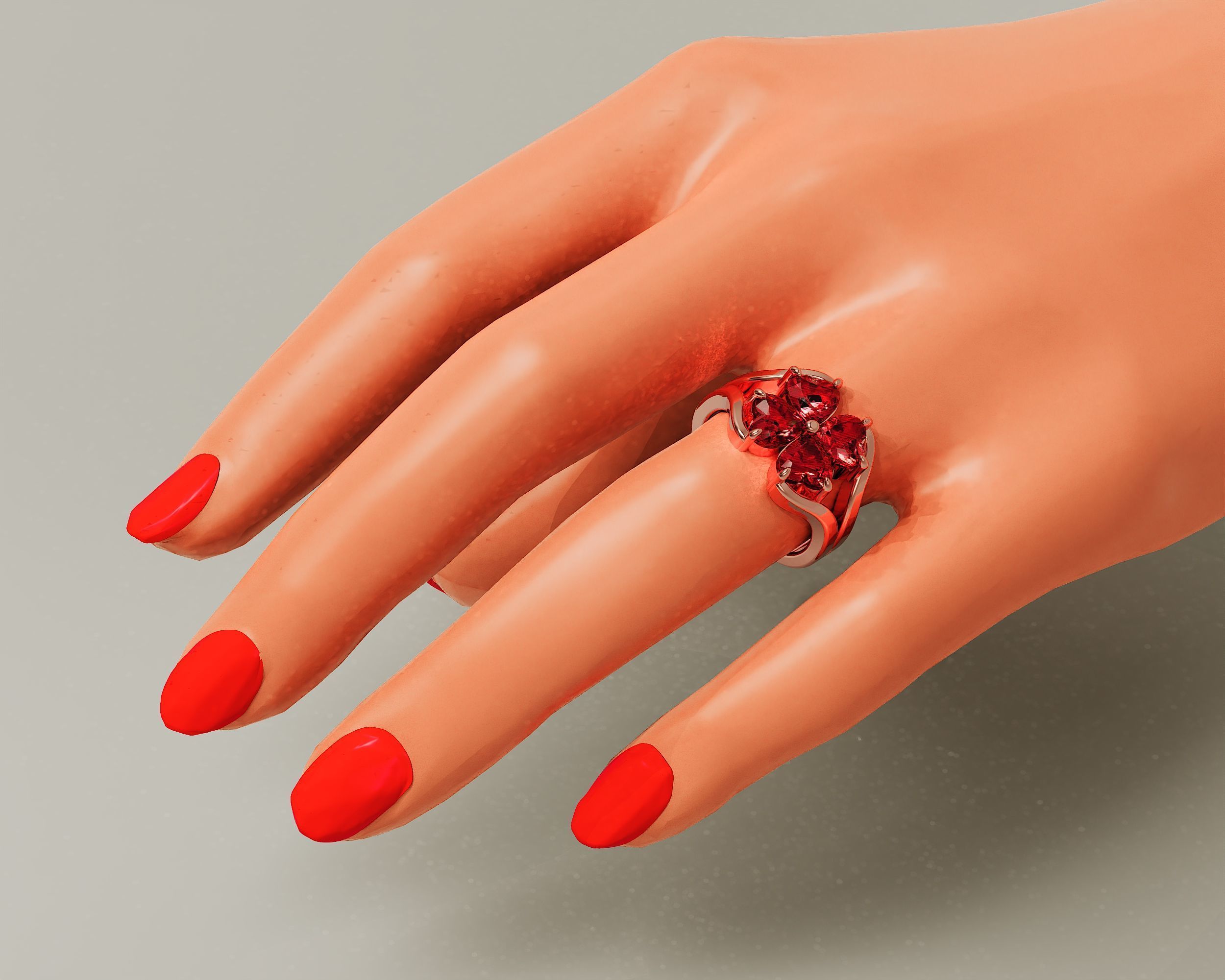 Heart shape flower ring 3D print model_24