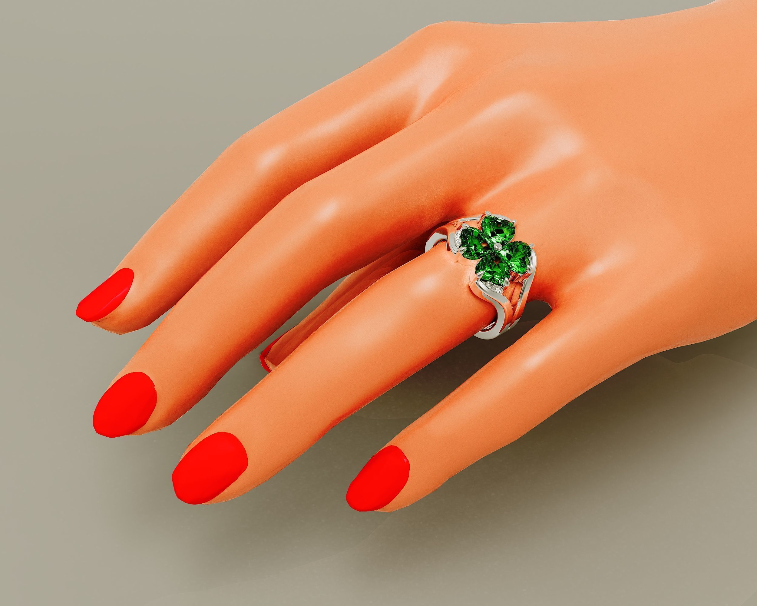 Heart shape flower ring 3D print model_16