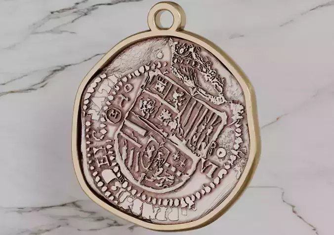 Antique Coin Pendant 1590s 8 reales style