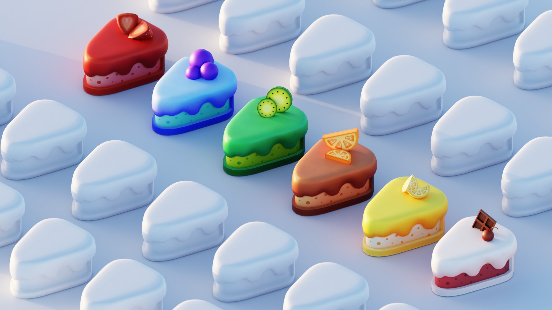 Cartoon Cakes 3D model_1