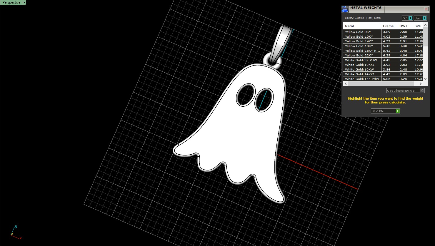 Ghost pendant model 943 3D print model_4
