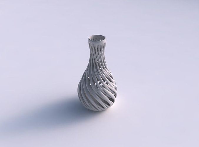 Vase slim tall with muscle structure twisted and squeezed