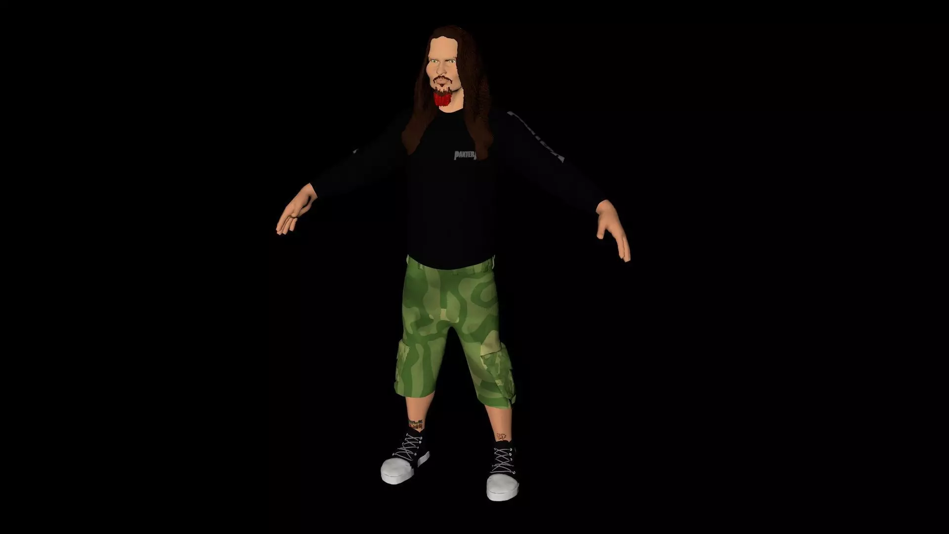 Pantera guitarist Darrell Dimebag 3d AVATAR Low-poly 3D model_0