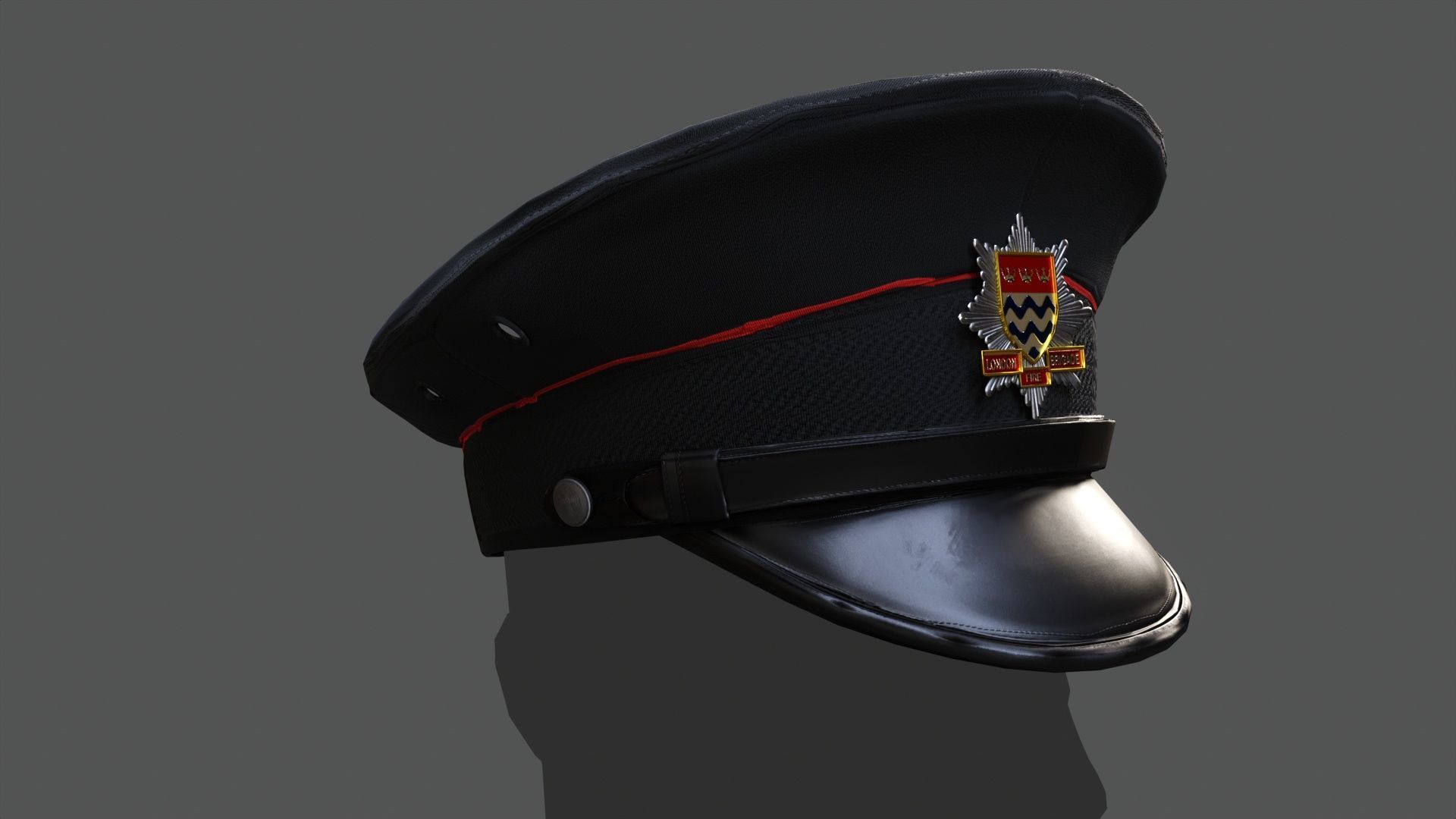 London Fire Brigade Flat Cap 3D Model - Authentic Design  Low-poly 3D model_4