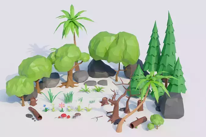 Low-Poly Forest Nature Assets