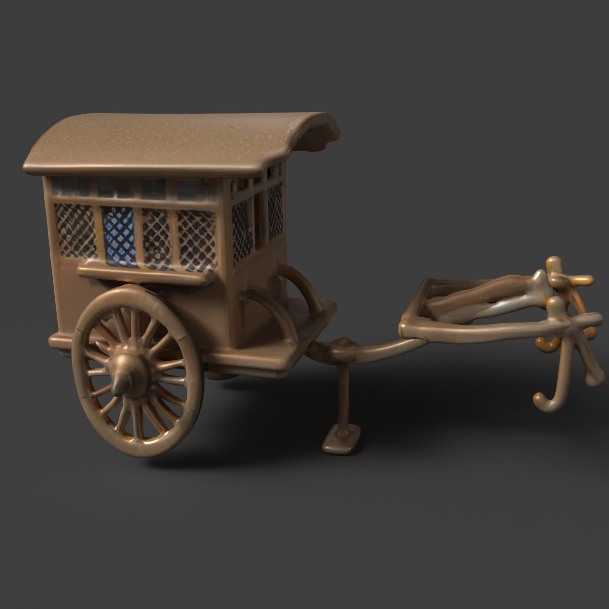 Chinese ancient carriage figure  Low-poly 3D model_6