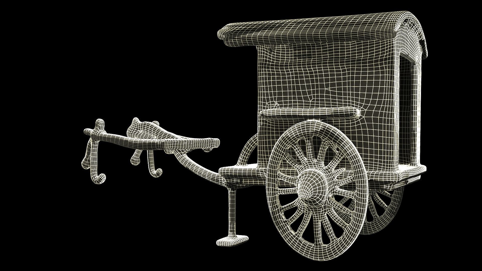 Chinese ancient carriage figure  Low-poly 3D model_7