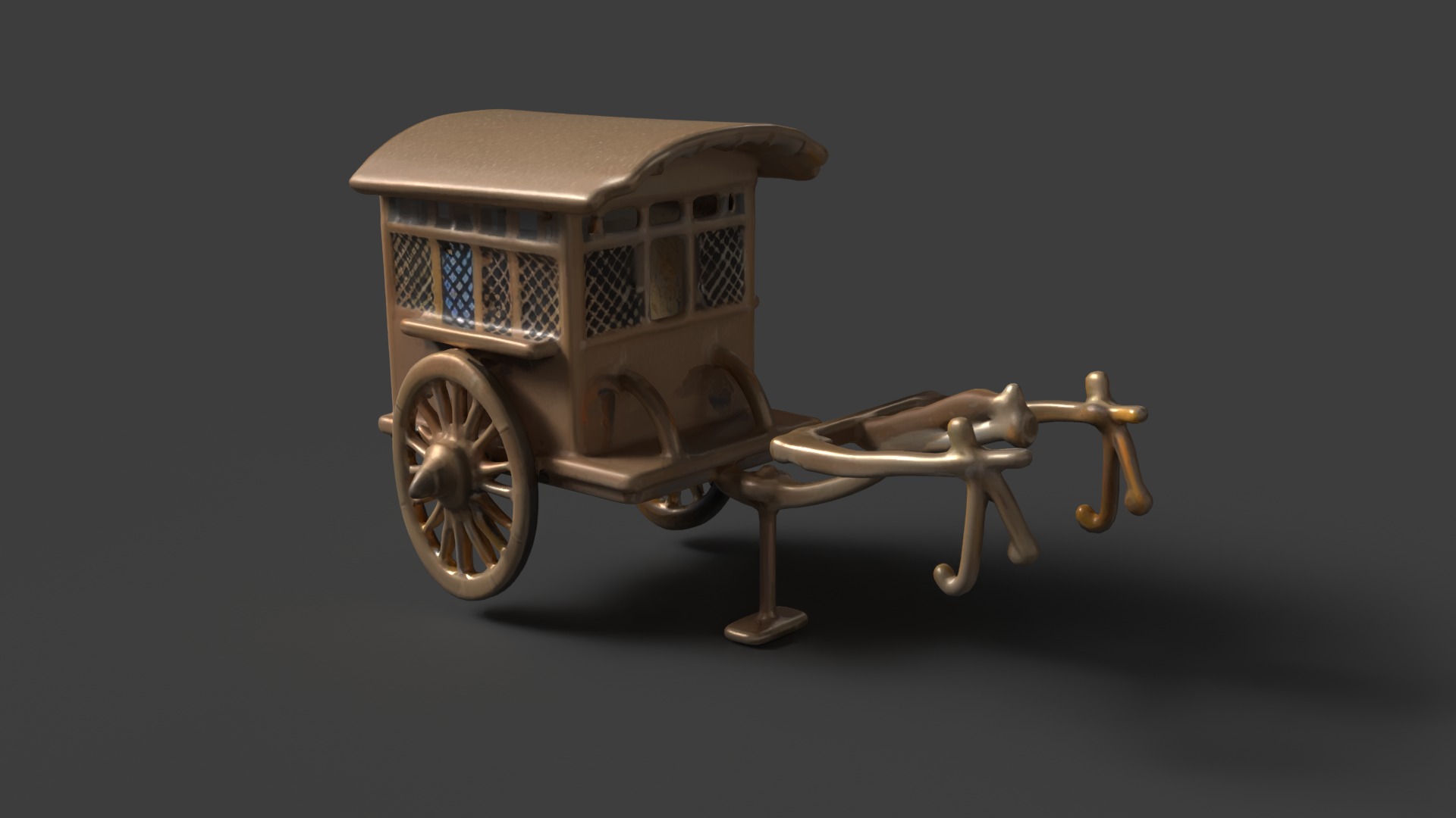 Chinese ancient carriage figure  Low-poly 3D model_3