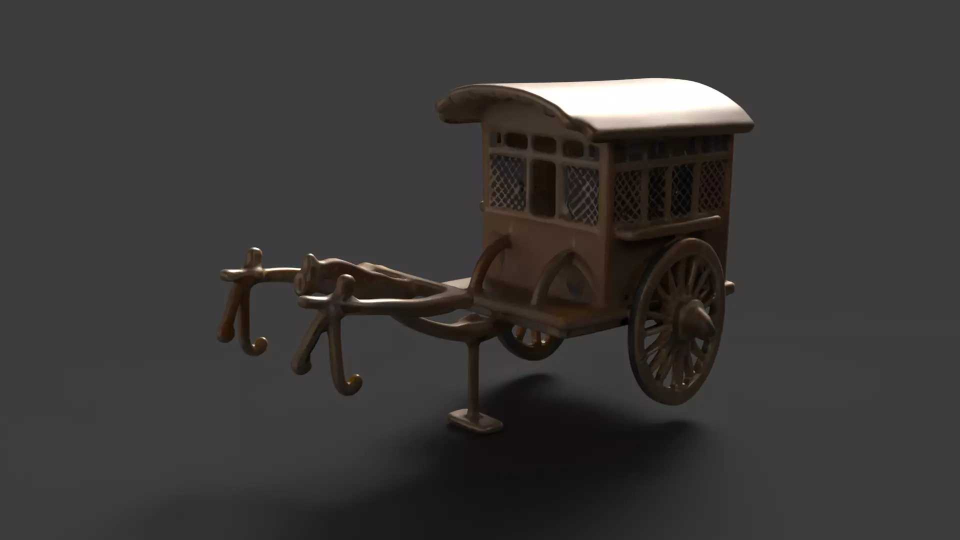 Chinese ancient carriage figure  Low-poly 3D model_0