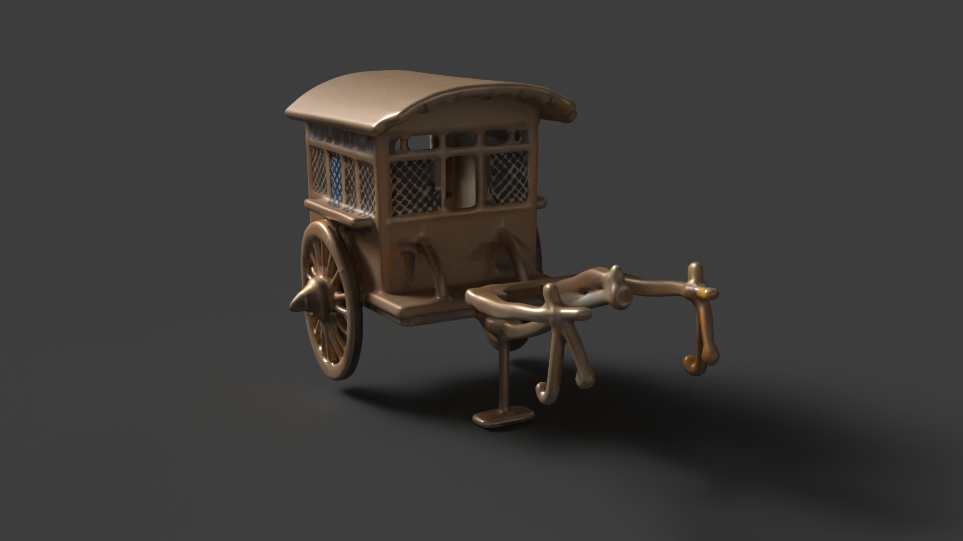 Chinese ancient carriage figure  Low-poly 3D model_2