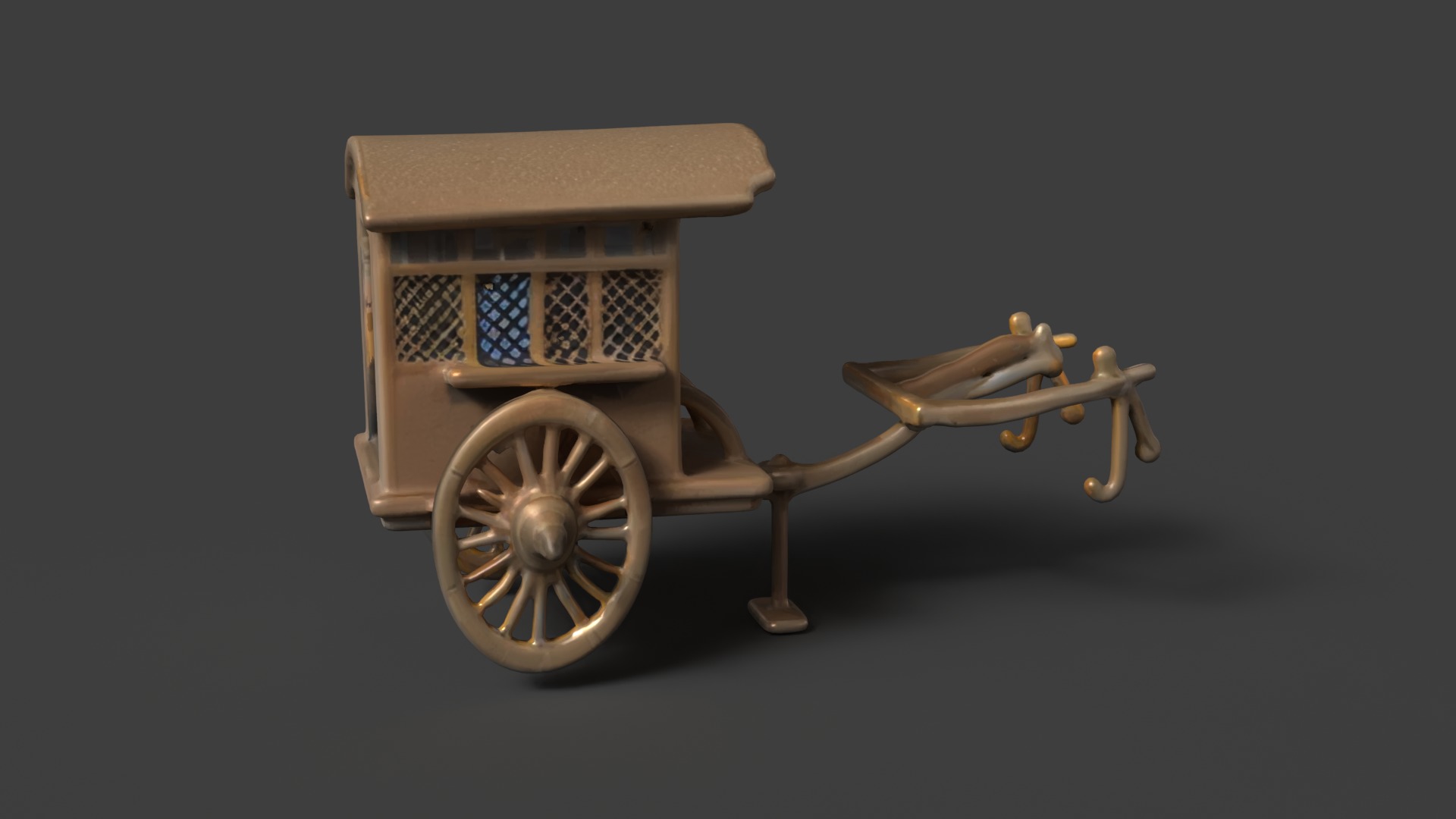 Chinese ancient carriage figure  Low-poly 3D model_4