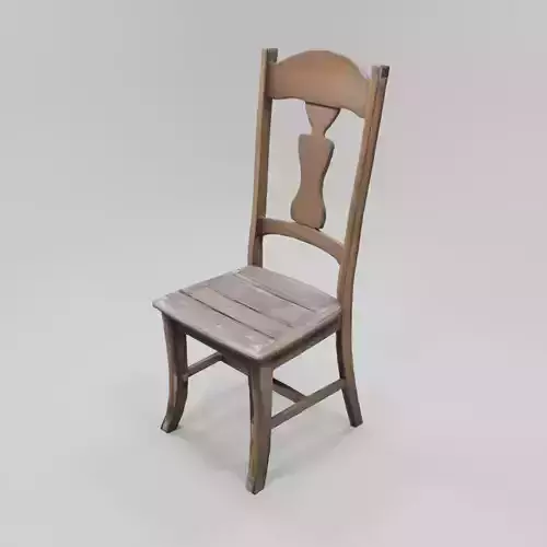 Vintage Rustic Wooden Chair - 3D Model for Interior Design