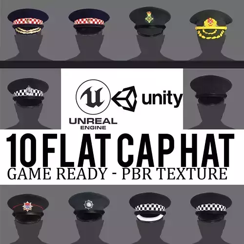 Collection of Flat Caps Police Fire EMS Military Uniform Hats 