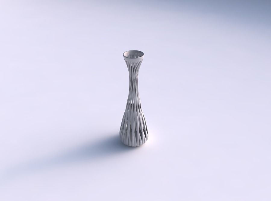Vase slim tall with muscle structure widened top 3D print model_0