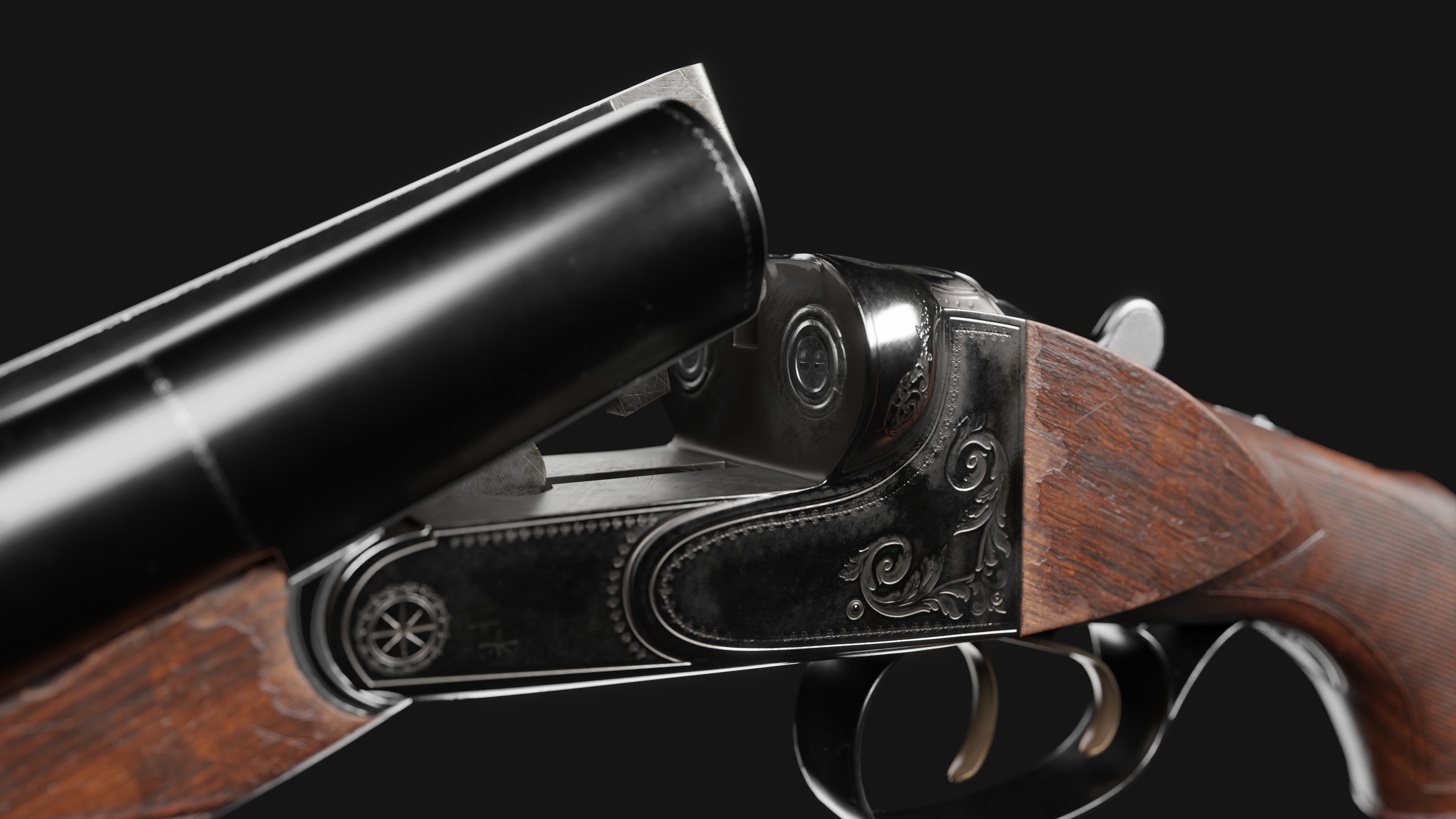 Double Barrel Sawed Off Low-poly 3D model_12