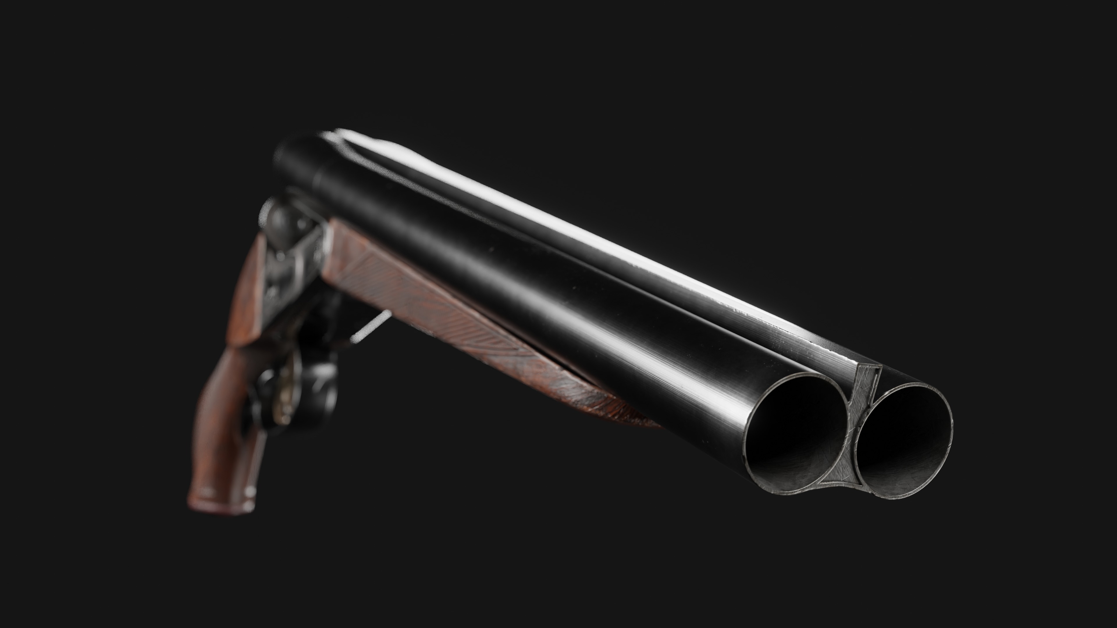 Double Barrel Sawed Off Low-poly 3D model_5