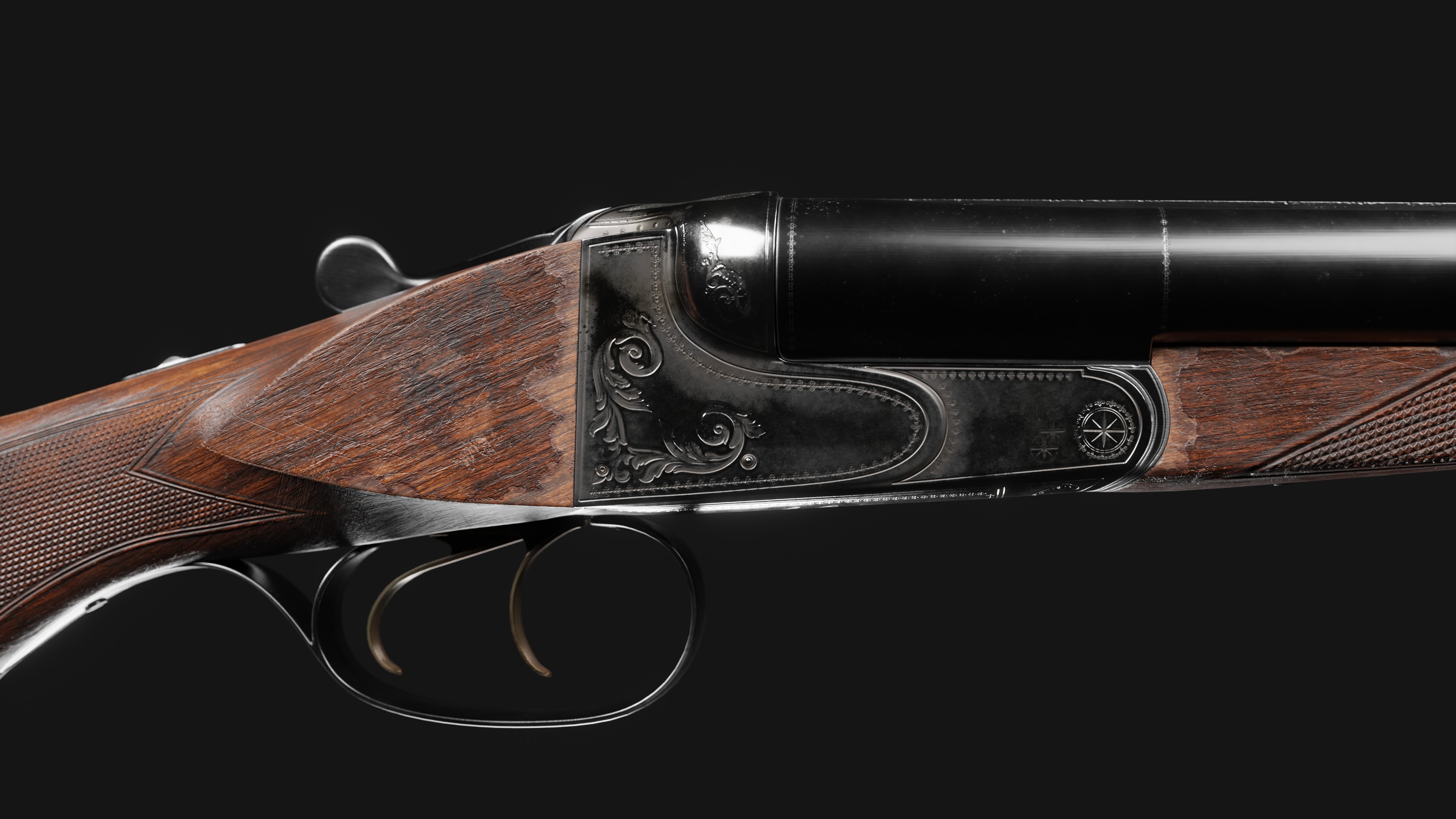 Double Barrel Sawed Off Low-poly 3D model_8