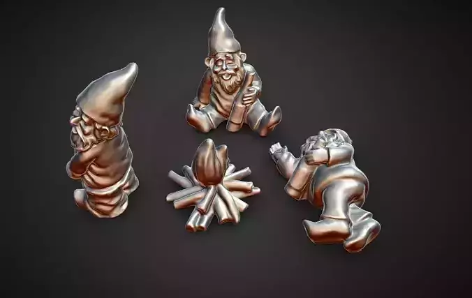 drunk gnomes around a campfire