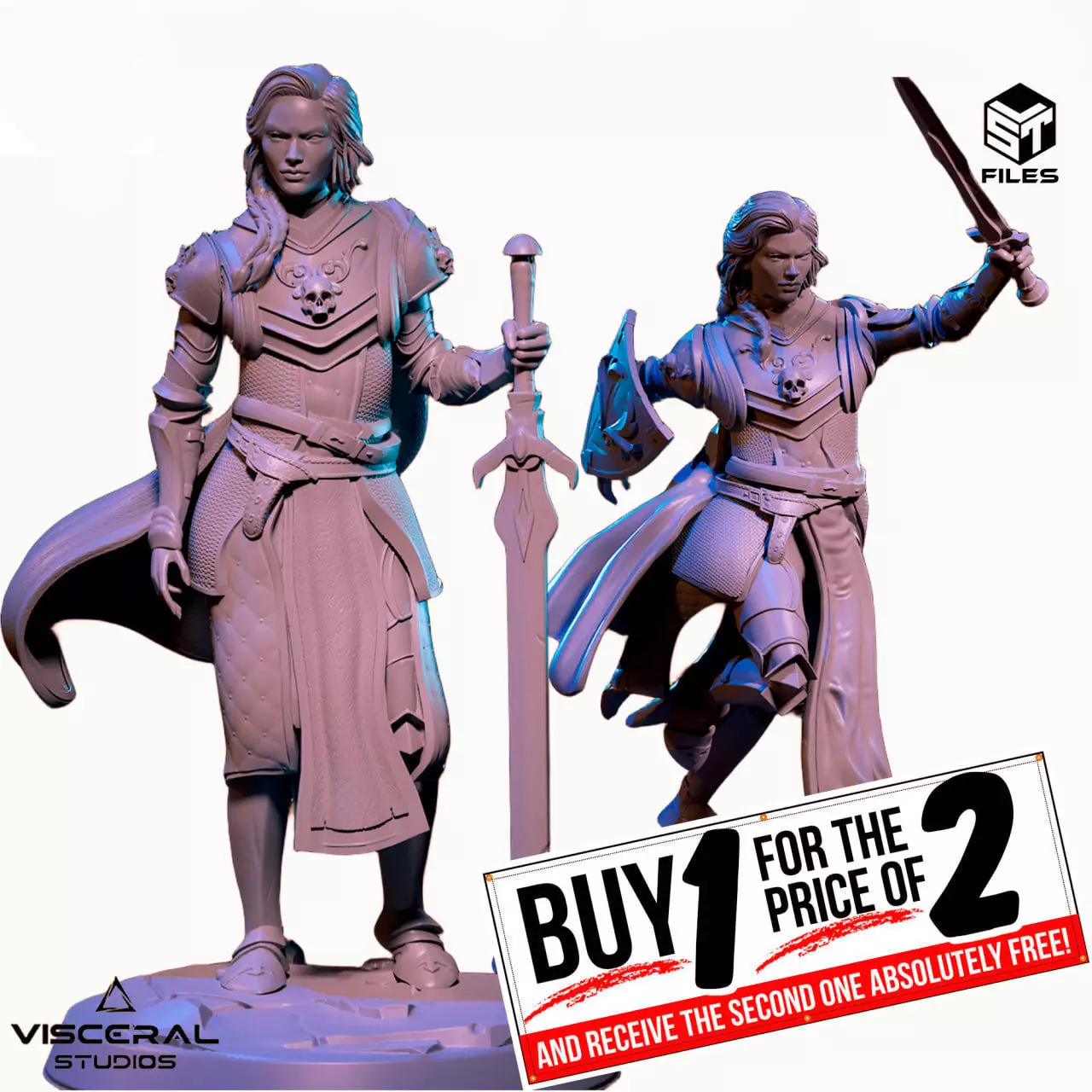 PACK TWO MODELS AMAYA MEDIEVAL DND MINIATURE BY ELTON AMORIM 3D print model