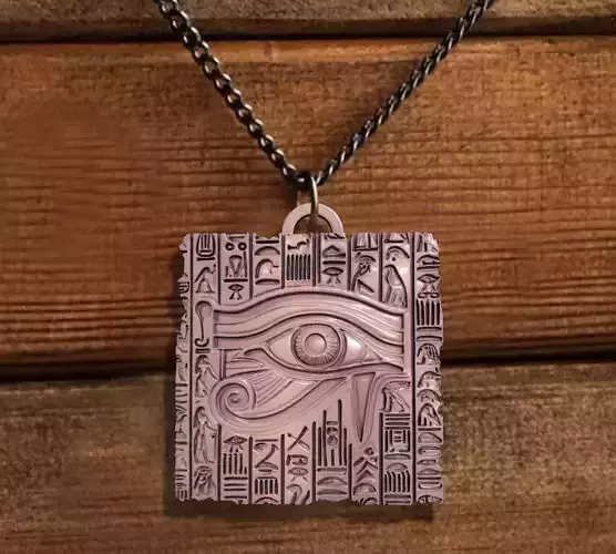 COPY OF OLD EGYPT HIEROGLYPHS EYE HORUS CARVED BOARD PENDANT