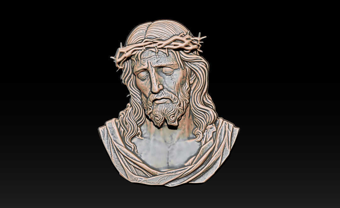 Jesus Face Bas Relief 3D print model_3
