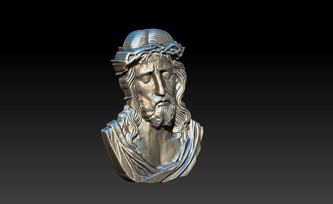 Jesus Face Bas Relief 3D print model_10