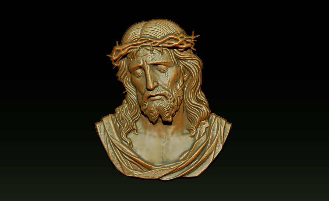 Jesus Face Bas Relief 3D print model_1