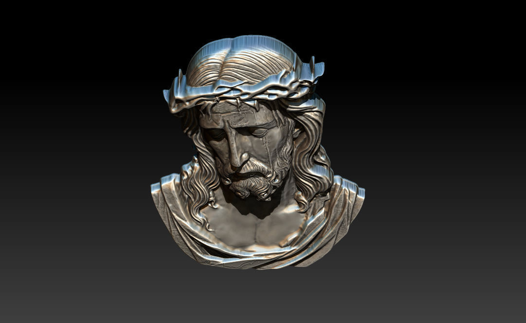 Jesus Face Bas Relief 3D print model_11