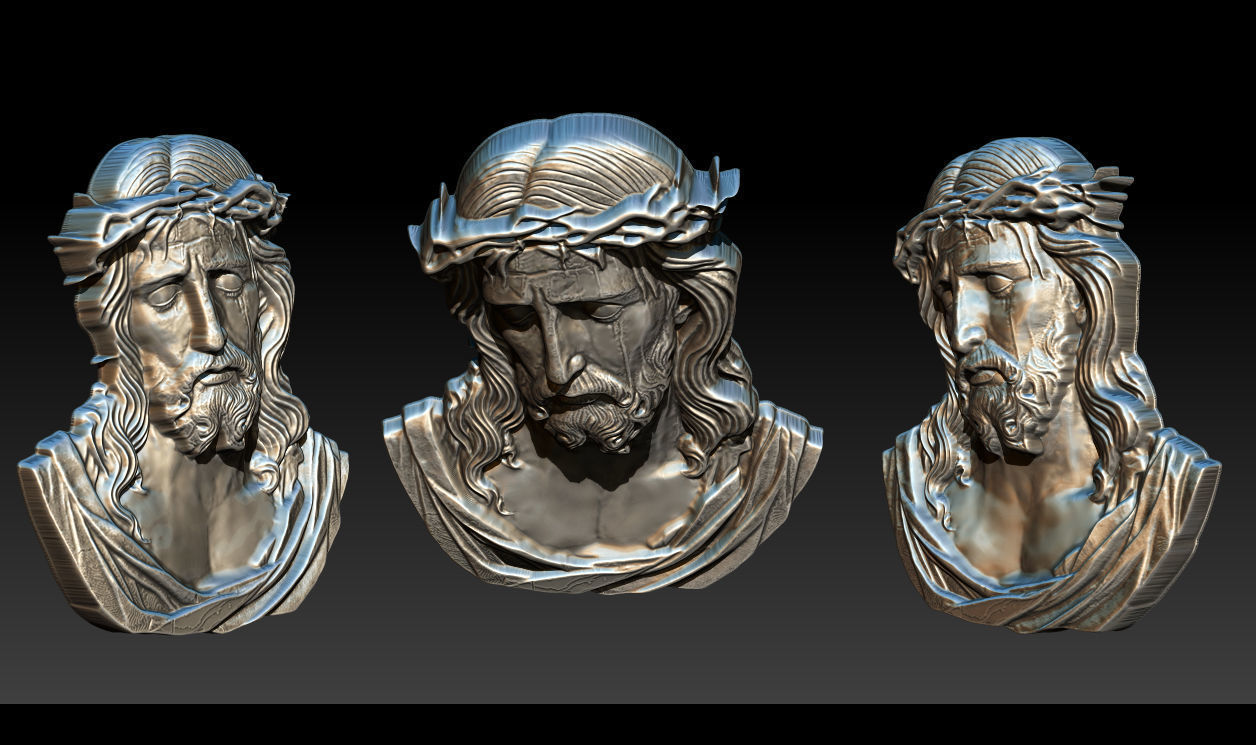 Jesus Face Bas Relief 3D print model_14