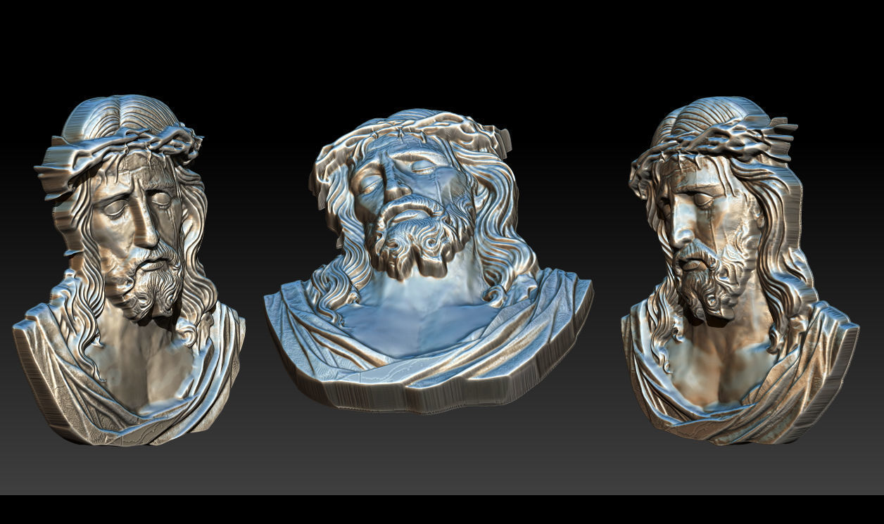 Jesus Face Bas Relief 3D print model_13