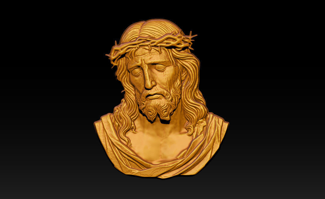 Jesus Face Bas Relief 3D print model_15