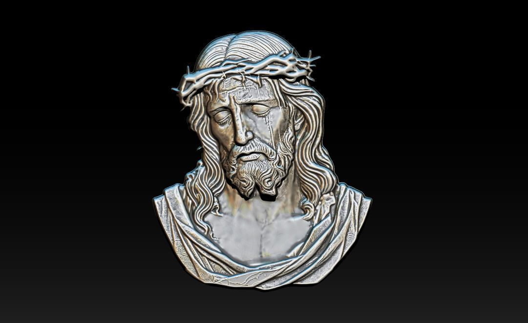 Jesus Face Bas Relief 3D print model_6