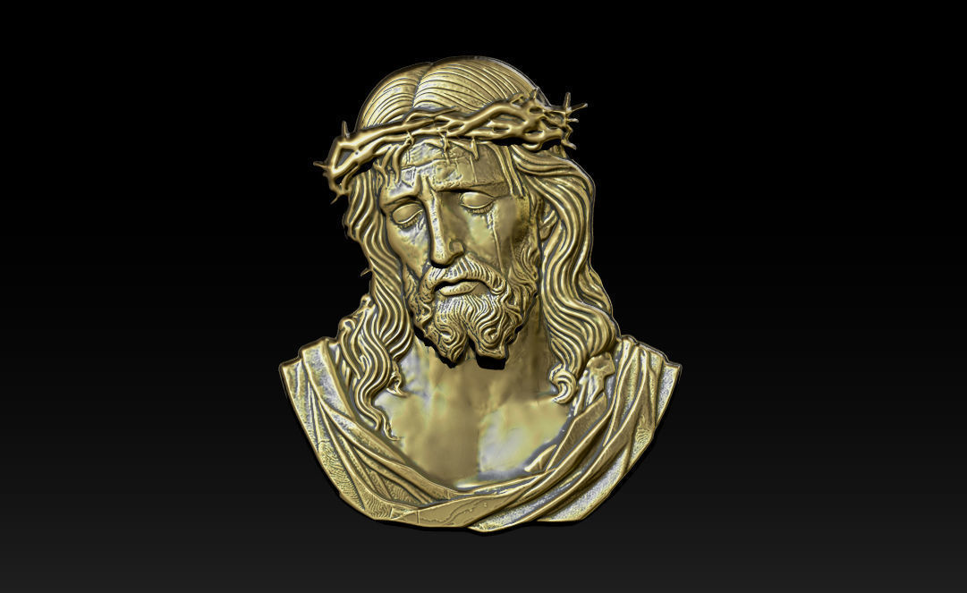Jesus Face Bas Relief 3D print model_5