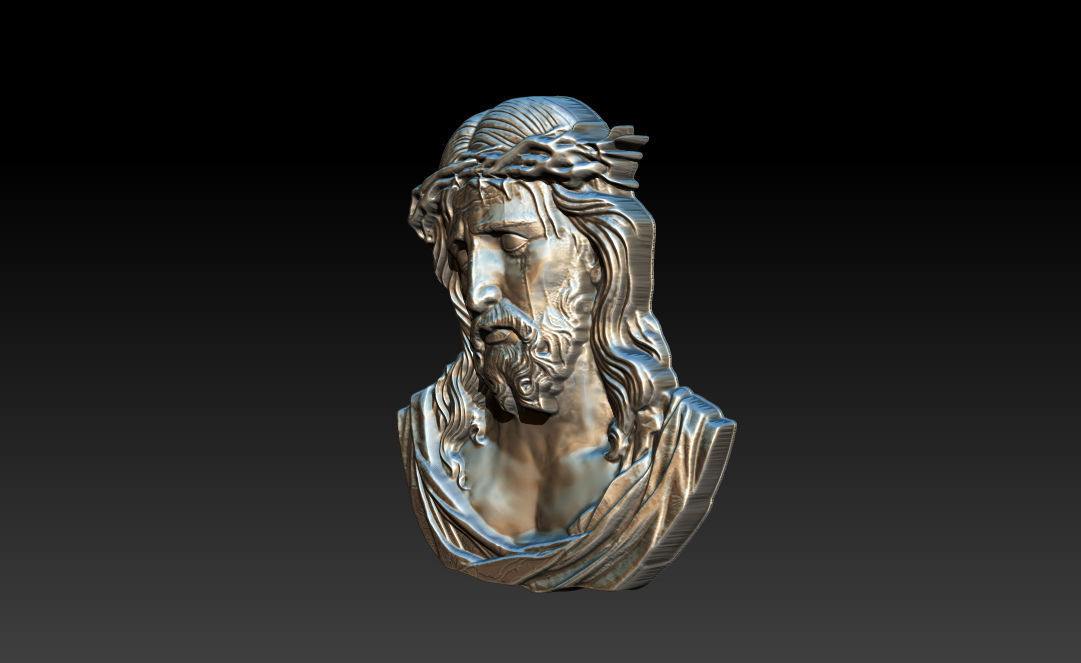 Jesus Face Bas Relief 3D print model_9