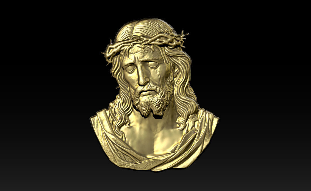 Jesus Face Bas Relief 3D print model_8
