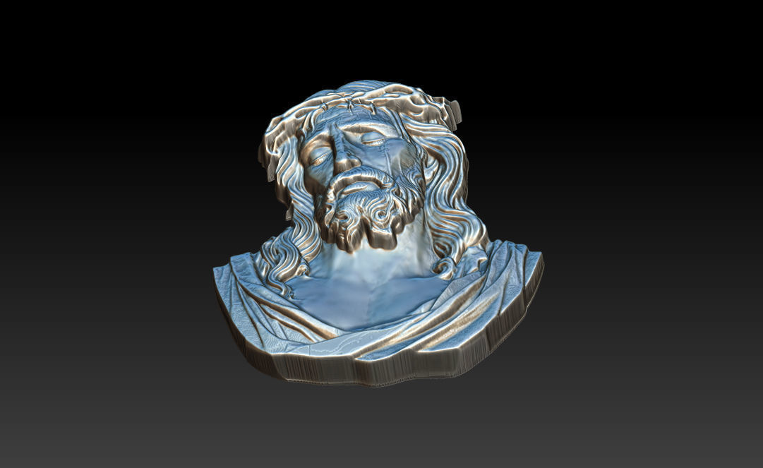 Jesus Face Bas Relief 3D print model_12